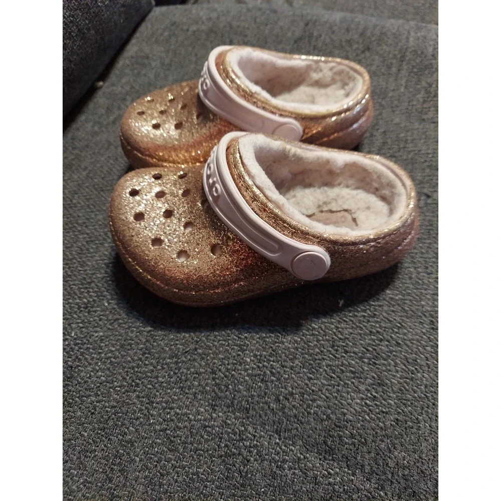 Pink‎ Crocs Girls Sparkly Kids Shoes Size C7 Insulated